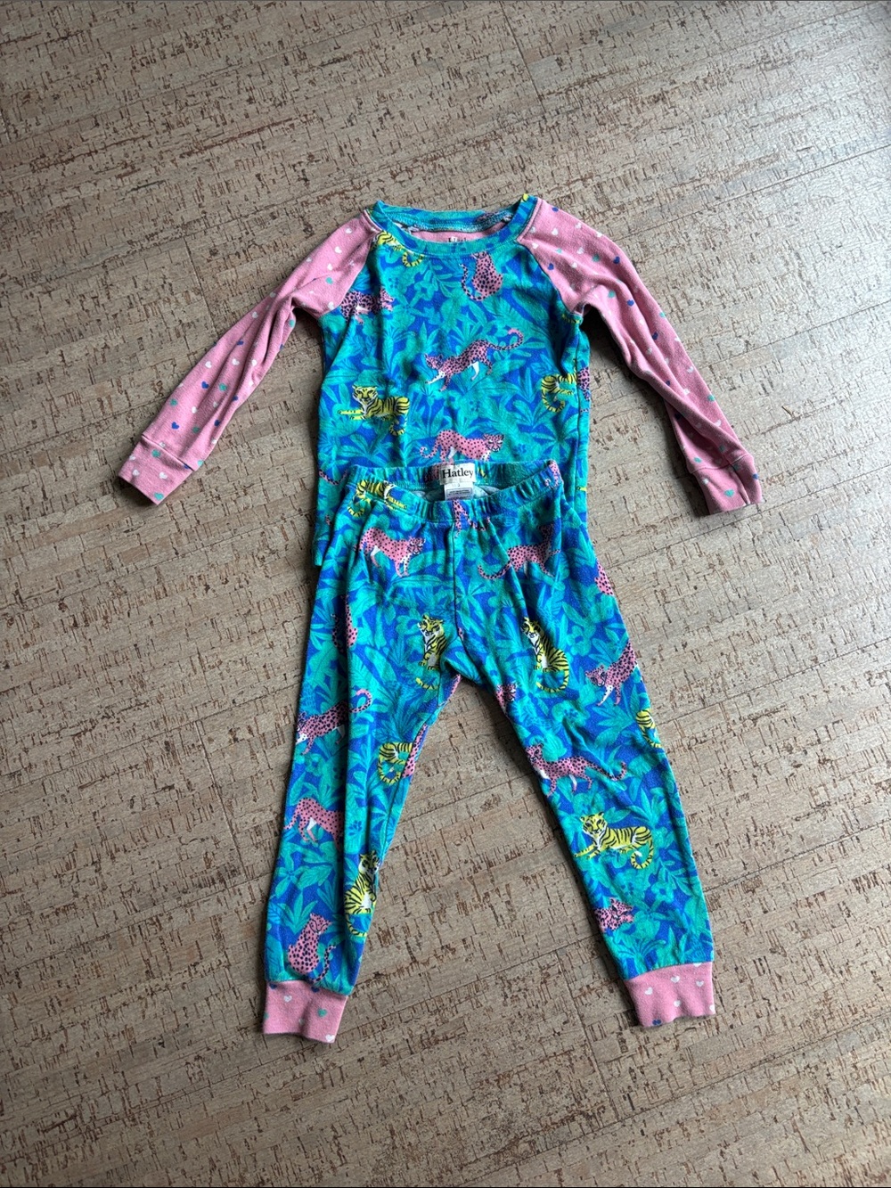 Hatley Blue & Pink Tropical Jungle Print Kids Two Piece Pajama Set